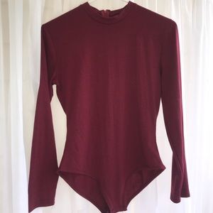Shein Maroon Long Sleeve Body Suit